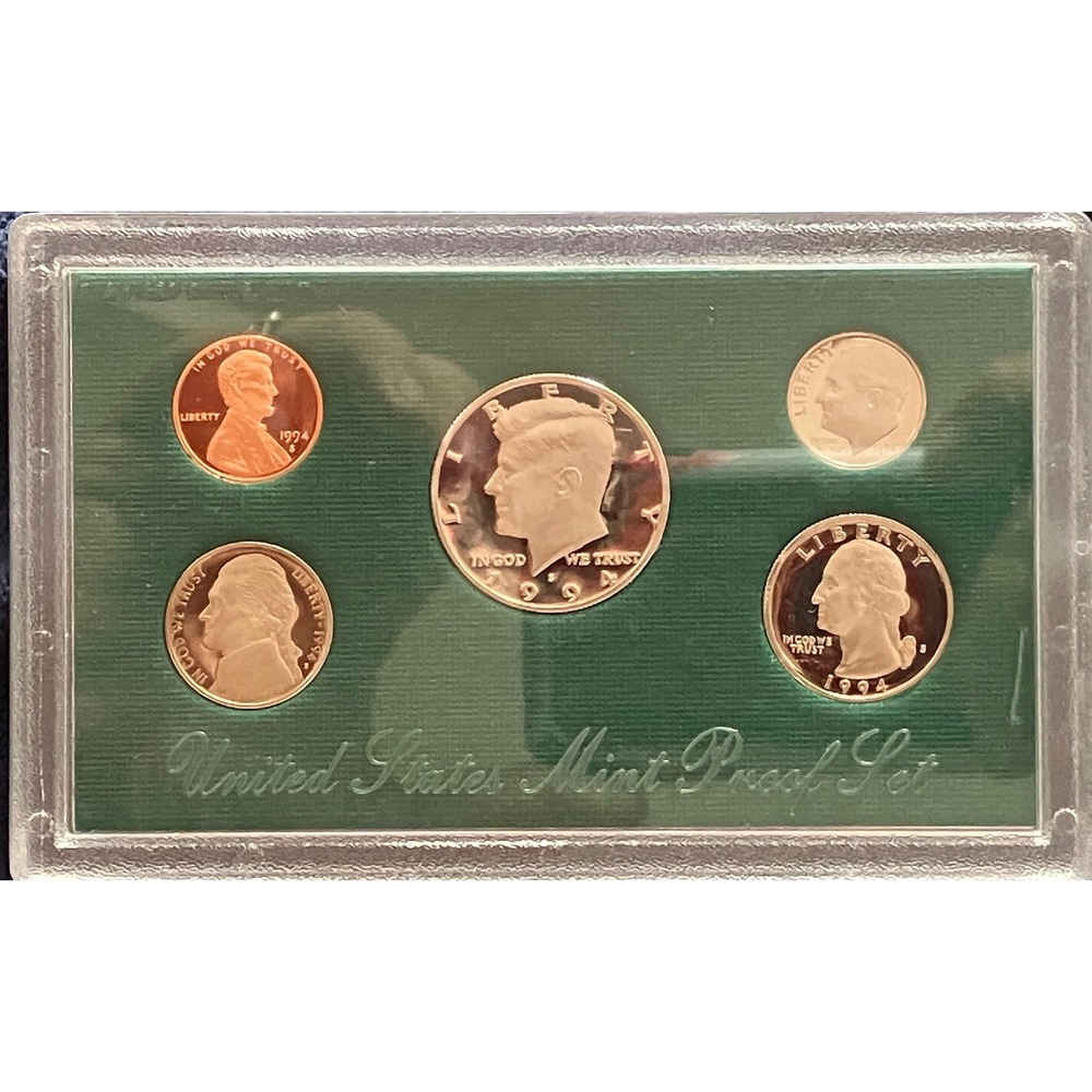 US Mint 1994 Proof Coin Set 5 Piece San Francisco S Mint Mark Excellent COA Case